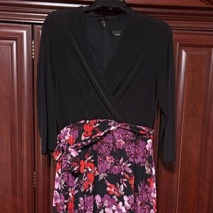 Chetta B Black and Purple Floral Maxi Dress
